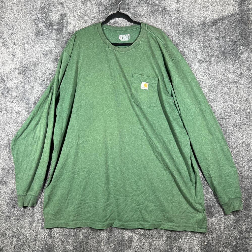 Carhartt Shirt Mens 4XL Tall Green Pocket Long Sleeve Crew Neck Loose Fit